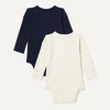 Amazon Essentials Unisex Babies’ Long-Sleeve Cotton Ribbed Henley Bodysuits(Oatmeal Heather/Navy)