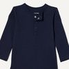 Amazon Essentials Unisex Babies’ Long-Sleeve Cotton Ribbed Henley Bodysuits(Oatmeal Heather/Navy)