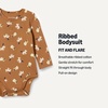 Amazon Essentials Unisex Babies’ Long-Sleeve Cotton Ribbed Henley Bodysuits(Pale Peach/Lion and Pony)