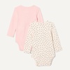 Amazon Essentials Unisex Babies’ Long-Sleeve Cotton Ribbed Henley Bodysuits(Pale Pink/Dots)