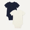 Amazon Essentials Unisex Babies’ Short Sleeve Henley Bodysuit, Pack of 2(Oatmeal Heather/Navy)
