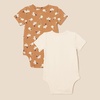 Amazon Essentials Unisex Babies’ Short Sleeve Henley Bodysuit, Pack of 2(Pale Peach/Lion and Pony)