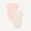 Amazon Essentials Unisex Babies’ Short Sleeve Henley Bodysuit, Pack of 2(Pale Pink/Dots)