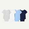 Amazon Essentials Unisex Babies’ Short-Sleeve Bodysuits(Blue/Light Heather Grey)