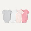 Amazon Essentials Unisex Babies’ Short-Sleeve Bodysuits(Light Heather Grey/Pink)