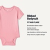 Amazon Essentials Unisex Babies’ Short-Sleeve Bodysuits(Light Heather Grey/Pink)