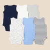 Amazon Essentials Unisex Babies’ Sleeveless Cotton Rib Bodysuits, Pack of 6(Blue/Dogs)