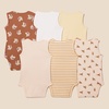 Amazon Essentials Unisex Babies’ Sleeveless Cotton Rib Bodysuits, Pack of 6(Multicolor/Tigers)