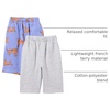 Amazon Essentials Unisex Toddlers and Babies’ French Terry Cotton Pants(Grey Heather/Purple Tiger)
