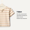 Amazon Essentials x Sofia Grainge Baby Boys’ Cotton Crewneck Short Sleeve T-Shirts with Shoulder Snap(Pale Yellow/Stripe)