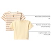 Amazon Essentials x Sofia Grainge Baby Boys’ Cotton Crewneck Short Sleeve T-Shirts with Shoulder Snap(Pale Yellow/Stripe)