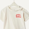 Amazon Essentials x Sofia Grainge Baby Boys’ Cotton Crewneck Short Sleeve T-Shirts with Shoulder Snap(Petit Soleil/Uneven Stripe)