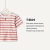 Amazon Essentials x Sofia Grainge Baby Boys’ Cotton Crewneck Short Sleeve T-Shirts with Shoulder Snap(Petit Soleil/Uneven Stripe)
