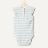 Amazon Essentials x Sofia Grainge Baby Girls’ Cotton Ruffle Sleeve Bodysuit with Embroidered Detail, Pack of 2(Light Blue/Stripe)