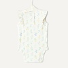 Amazon Essentials x Sofia Grainge Baby Girls’ Cotton Ruffle Sleeve Bodysuit with Embroidered Detail, Pack of 2(Light Yellow/Bouquets)