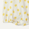 Amazon Essentials x Sofia Grainge Baby Girls’ Cotton Short Sleeve Romper with Peter Pan Collar(Lemon/Uneven Stripe)