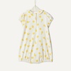 Amazon Essentials x Sofia Grainge Baby Girls’ Cotton Short Sleeve Romper with Peter Pan Collar(Lemon/Uneven Stripe)