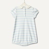 Amazon Essentials x Sofia Grainge Baby Girls’ Cotton Short Sleeve Romper with Peter Pan Collar(Light Blue/Stripe)