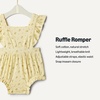 Amazon Essentials x Sofia Grainge Baby Girls’ Cotton Sleeveless Romper with Ruffles(Light Tan Ditsy Flower)