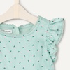 Amazon Essentials x Sofia Grainge Baby Girls’ Tiered Flounce Dress, Soft Cotton Sateen, Ruffle Sleeves with Lace Trim(Mint Little Strawberries)