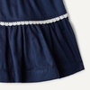Amazon Essentials x Sofia Grainge Baby Girls’ Tiered Flounce Dress, Soft Cotton Sateen, Ruffle Sleeves with Lace Trim(Navy)