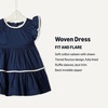 Amazon Essentials x Sofia Grainge Baby Girls’ Tiered Flounce Dress, Soft Cotton Sateen, Ruffle Sleeves with Lace Trim(Navy)