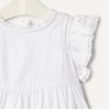 Amazon Essentials x Sofia Grainge Baby Girls’ Tiered Flounce Dress, Soft Cotton Sateen, Ruffle Sleeves with Lace Trim(White)