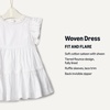 Amazon Essentials x Sofia Grainge Baby Girls’ Tiered Flounce Dress, Soft Cotton Sateen, Ruffle Sleeves with Lace Trim(White)