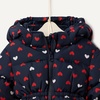 Amazon Essentials x Sofia Grainge Baby Girls’ Water-Repellent Hooded Puffer Jacket(Navy Hearts)