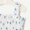 Amazon Essentials x Sofia Grainge Baby Girls’ Woven Sleeveless Ruffle Romper(Ivory Blue Floral)
