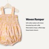 Amazon Essentials x Sofia Grainge Baby Girls’ Woven Sleeveless Ruffle Romper(Shell Pink Ornate Paisley)