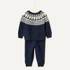 Amazon Essentials x Sofia Grainge Toddler and Baby Boys’ Cotton-Nylon Knit Sweater Set with Crew Neckline(Navy Ivory Scenic Fair Isle)