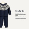 Amazon Essentials x Sofia Grainge Toddler and Baby Boys’ Cotton-Nylon Knit Sweater Set with Crew Neckline(Navy Ivory Scenic Fair Isle)