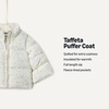 Amazon Essentials x Sofia Grainge Toddler and Baby Girls’ Heavyweight Fleece Lined Taffeta Puffer Jacket(Ivory Blue Outlined Blooms)