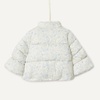 Amazon Essentials x Sofia Grainge Toddler and Baby Girls’ Heavyweight Fleece Lined Taffeta Puffer Jacket(Ivory Blue Outlined Blooms)