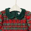 Amazon Essentials x Sofia Grainge Toddler and Baby Girls’ Long Sleeve Flannel Dress with Velvet Collar, Fit and Flare(Cherry Red Festive Plaid)