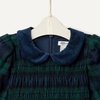 Amazon Essentials x Sofia Grainge Toddler and Baby Girls’ Long Sleeve Flannel Dress with Velvet Collar, Fit and Flare(Dark Emerald Green Deep Blue Plaid)
