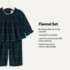Amazon Essentials x Sofia Grainge Toddler and Baby Girls’ Long Sleeve Flannel Set(Dark Emerald Green Deep Blue Plaid)
