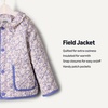 Amazon Essentials x Sofia Grainge Toddler and Baby Girls’ Midweight Quilted Field Jacket with Ruffle(Blue Ivory Delicate Floral)