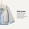 Amazon Essentials x Sofia Grainge Toddler and Baby Girls’ Midweight Quilted Field Jacket with Ruffle(Ivory Blue Outlined Blooms)