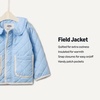Amazon Essentials x Sofia Grainge Toddler and Baby Girls’ Midweight Quilted Field Jacket with Ruffle(Light Blue)