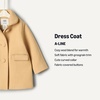 Amazon Essentials x Sofia Grainge Toddler and Baby Girls’ Wool Blend A-Line Dress Coat with Curved Collar(Light Camel)