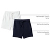 Amazon Essentials x Sofia Grainge Toddlers and Baby Boys’ Pull-On Knit French Terry Shorts, Pack of 2(Elephants/White)