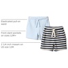 Amazon Essentials x Sofia Grainge Toddlers and Baby Boys’ Pull-On Knit French Terry Shorts, Pack of 2(Light Blue/Stripe)