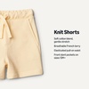 Amazon Essentials x Sofia Grainge Toddlers and Baby Boys’ Pull-On Knit French Terry Shorts, Pack of 2(Pale Yellow/Stripe)