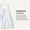 Amazon Essentials x Sofia Grainge Toddlers and Baby Girls’ Cotton Casual Fit and Flare Dress(Pale Blue Bold Stripe)