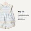Amazon Essentials x Sofia Grainge Toddlers and Baby Girls’ Cotton Eyelet Top & Shorts Play Set, Multipacks(Pale Blue Bold Stripe)