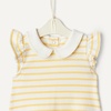 Amazon Essentials x Sofia Grainge Toddlers and Baby Girls’ Cotton Short Sleeve Blouses with Ruffles, Pack of 2(Lemon/Uneven Stripe)