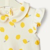 Amazon Essentials x Sofia Grainge Toddlers and Baby Girls’ Cotton Short Sleeve Blouses with Ruffles, Pack of 2(Lemon/Uneven Stripe)