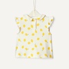 Amazon Essentials x Sofia Grainge Toddlers and Baby Girls’ Cotton Short Sleeve Blouses with Ruffles, Pack of 2(Lemon/Uneven Stripe)